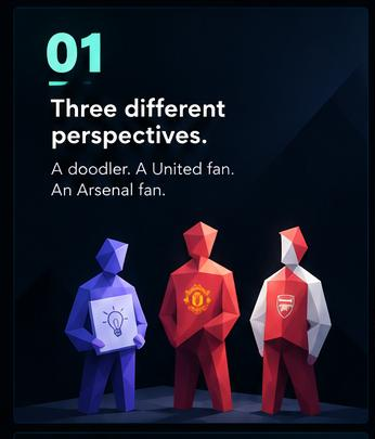 Three different perspectives. A doodler. A United fan. An Arsenal fan. Different worlds, same curiosity.