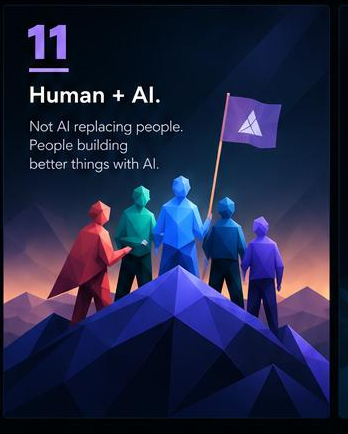 Human plus AI. Not AI replacing people. People building better things with AI.